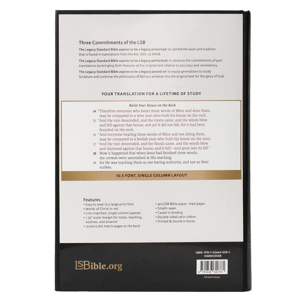 Legacy Standard Bible Large Print Wide Margin Black Hardcover